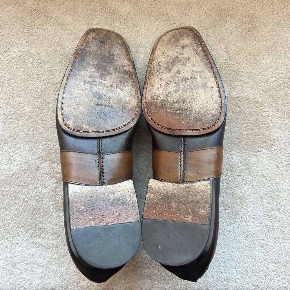 Mezlan Carson Men 8 M Brown & Tan Leather Two Tone Apron Toe Oxford‎ Shoes
